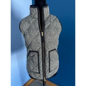J.Crew Herringbone Quilted Puffer Vest Down Fill Zip Front Pockets XXS